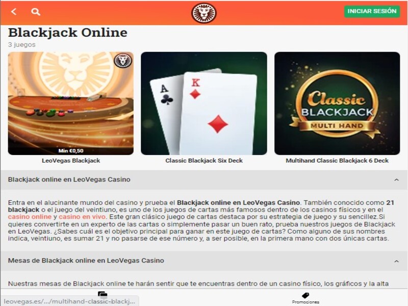 Blackjack ao vivo LeoVegas