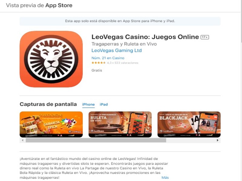 Leovegas App für Apple-Geräte